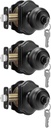 goldenwarm Black Door Knobs with Lock, Exterior Door Knob with Lock and Key, Front Door Knob Keyed Alike 3 Pack