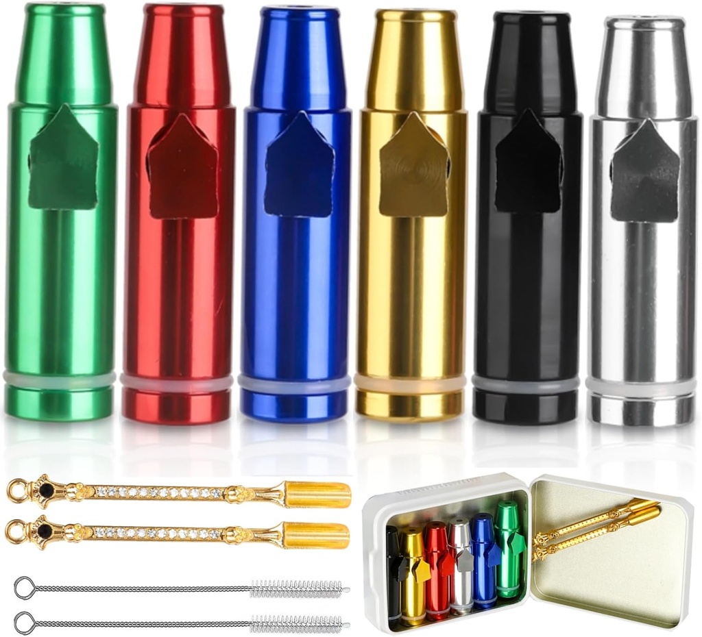 6 PCS Colorful Metal Leak-Proof Bottle, Portable Spice Dispenser Set, Includes Spoon, Cleaning Brush, and Metal Storage Box, for Outdoor Camping and Travel