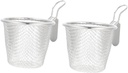 Amosfun 2Pcs Food Grade Stainless Steel Mesh Baskets for Kitchen Pasta Straining and Boiling Perforated Noodle Strainers with Hanging Design Easy to Clean Home Essentials