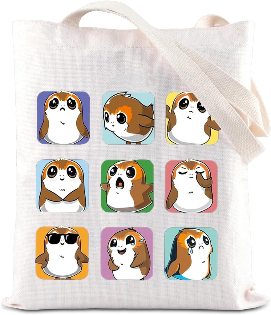 TGBJE Porg Tote Bag Family Vacation Gift Movie Inspired Merchandise Grocery Shopping Bag Cartoon Character Gifts