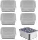 6pcs Stainless Steel Snack Containers, Small Fruit Box Square Food Storage Bento Box Stackable Food Storage Containers with Lid, 5 x 4 x 2 in