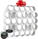 Storage Theory K Cup Holder Wall Mount - K Pod Holder with Peel-and-Stick Installation for 28 K Pods - Tea and Coffee Organizer for Pods - Cafe Wall Caddy K Cup Display White