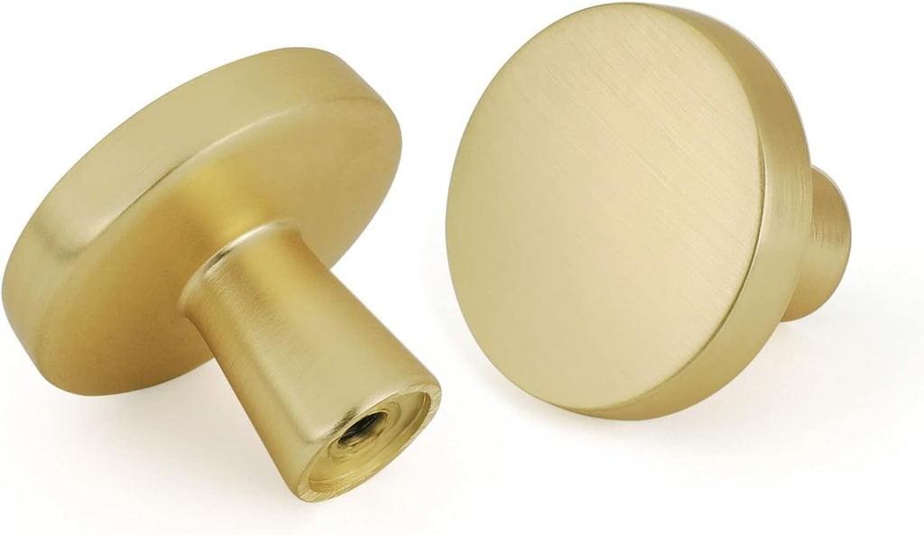 goldenwarm 30pcs Gold Cabinet Knobs for Dresser Drawers Kitchen Hardware Handles Brushed Brass Modern Round Knob,Zinc Alloy