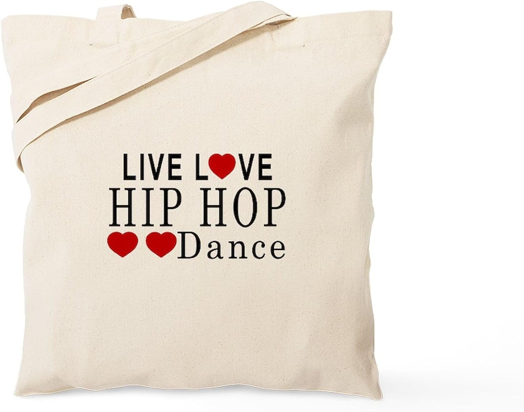 CafePress Live Love Hip Hop Dance Designs Tote Bag Reusable Natural Beige Canvas Shopping Bag
