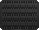 Silicone Drying Mat 16 × 12 – Black Non-Slip Sink Mat for Kitchen Counter, Heat-Resistant Food-Grade Dish Pad, Easy-Clean Multipurpose Drawer Liner (Black, 16'' x 12'')
