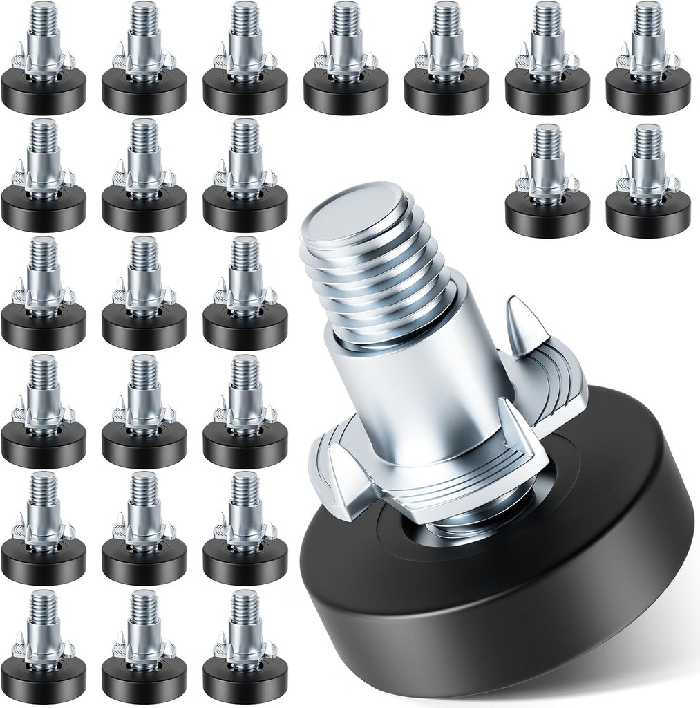 MROCO Furniture Leveling Feet with T-Nuts, 24 PCS 1/4"-20 UNC Thread Adjustable Levelers, Leg Levelers Table Feet Screw on for Deak, Chairs, Stool Legs, Cabinet