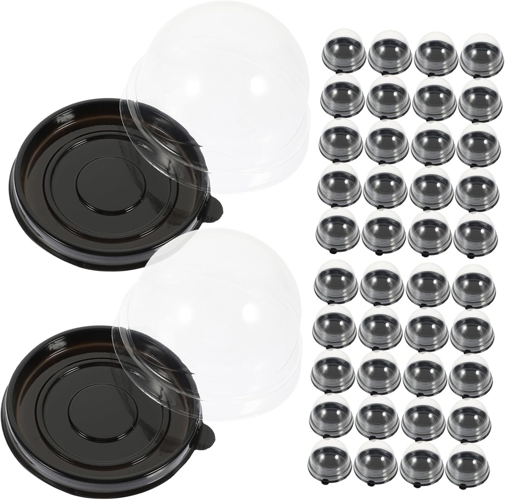 Unomor 50pcs Transparent Round Dessert Boxes Compact Packaging Holders for Moon Cakes Lightweight and Secure Party Favor Containers for Home and Bakery Use