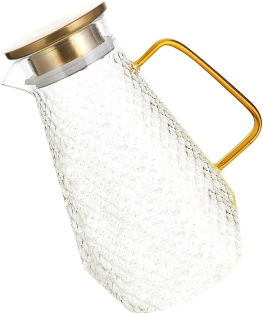 TIDTALEO 1500ml Heat Resistant Glass Pitcher Lid Large Capacity Beverage Kettle for Homemade Juices Iced Tea and Bottled Milk Cold Water Jug for Kitchen Use