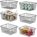 Wire Storage Basket, F-color 6 Pack Metal Baskets for Storage Organizer Bin for Pantry, Shelf, Freezer, Kitchen, Cabinet, Bathroom, Small, Black
