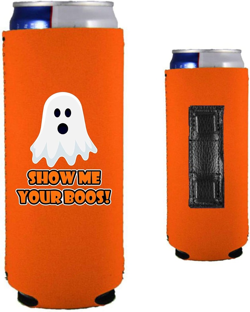 Show Me Your Boos! Magnetic Slim Can Coolie (Orange, 1)