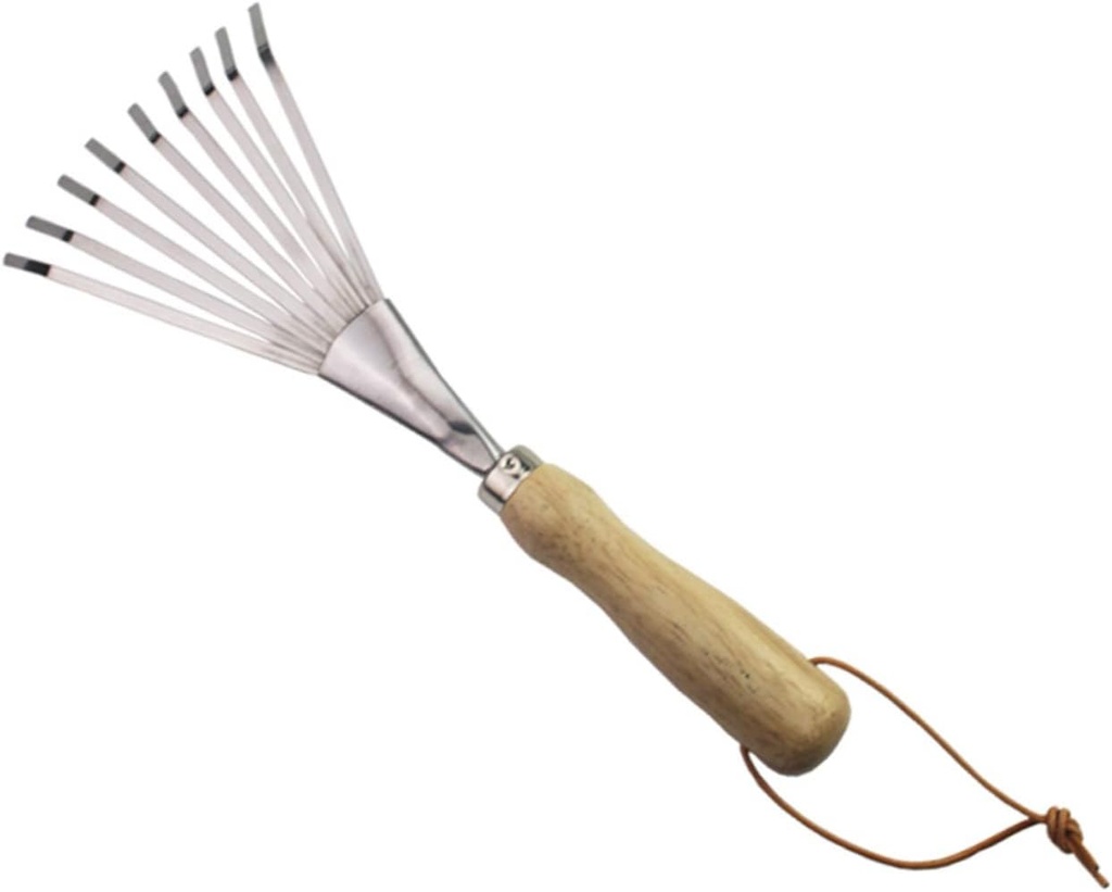 HANABASS Garden Hand Rake Tines Heavy Duty Gardening Tool for Leaves Weeding Ergonomic Grip Compact Design for Home Outdoor Use for Gardening Enthusiasts