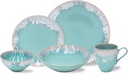 Casafina Ceramic Stoneware 5-Piece Place Setting Service for 1 - Taormina Collection, Aqua | Microwave & Dishwasher Safe Dinnerware Set | Food Safe Glazing | Restaurant Quality Tableware
