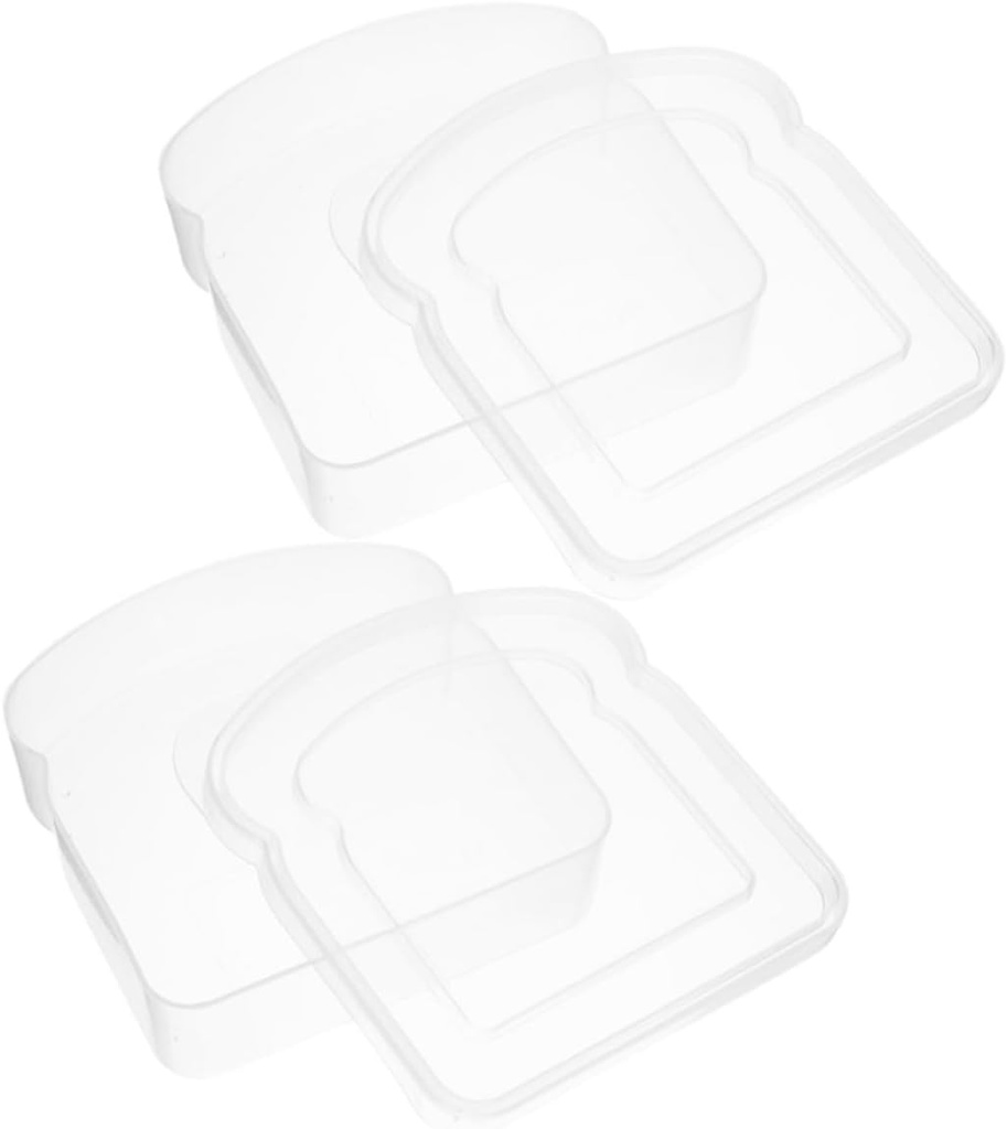 2pcs Reusable Sandwich Containers Lids Outdoor Storage Box for Bread Lunch Box for Boys and Girls Portable Sandwich Case Airtight Lid