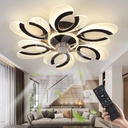 Modern Ceiling Fan with Lights, 26 Inch Flush Mount Ceiling Fan with Remote and APP Control Dimmable Reversible,Black Low Profile Ceiling Fan for Bedroon Living Room Kitchen