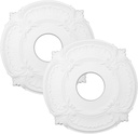 Wealrit 2 Pcs White PU Ceiling Medallions Decorative Home Lighting Ceiling Medallions Round Ceiling Fans Chandeliers Ceiling Medallion Ring for Light Fixtures 11.8" OD x 3.5" ID(Style 3)