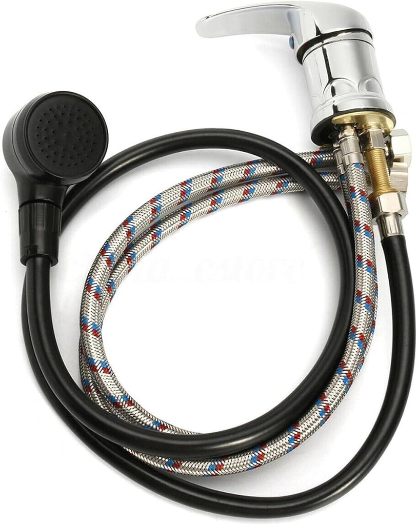 Basin Faucet Shower Head Wash Hair Tap Mixing Valve, Brass Salon Shampoo Bowl Faucet and Sprayer Kit, Salon Sink Faucet Replacement or Salon Sink Parts, Salon Spa Hot Cold Mixer