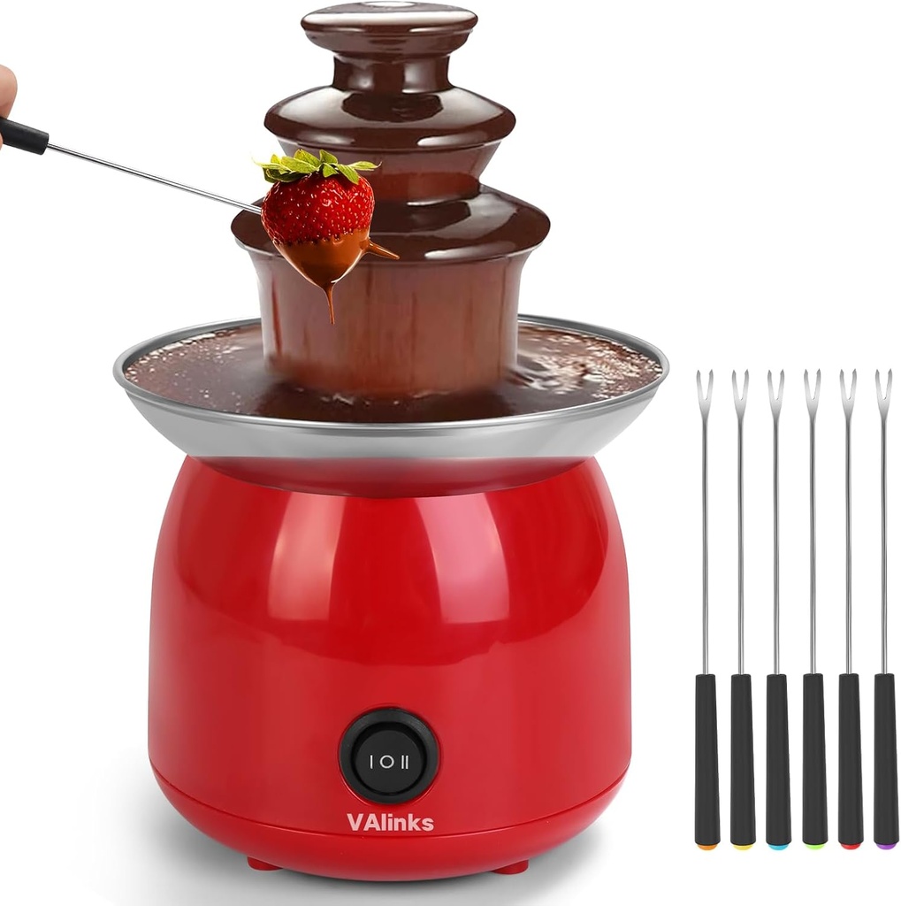 Chocolate Fountain with 6PCS Fork Mini Electric Chocolate Melting Machine Fondue Fountain Set (Red)