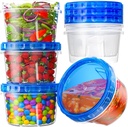 6 Pack-17oz Freezer Storage Containers, Plastic Food Storage Containers with Twist Top Lids, BPA Free and Reusable Soup Containers with Lid, Microwave and Dishwasher Safe