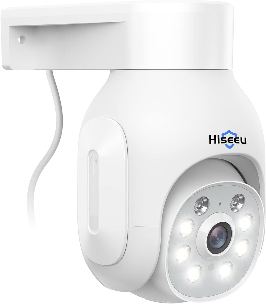 Hiseeu Security Camera Wireless Outdoor, 3MP Color Night Vision WiFi Home Video Surveillance Pan&Tilt 360° with Motion Detection,Siren/Motion/Light Alarm,2-Way Audio,IP66 Weatherproof,Work with Alexa