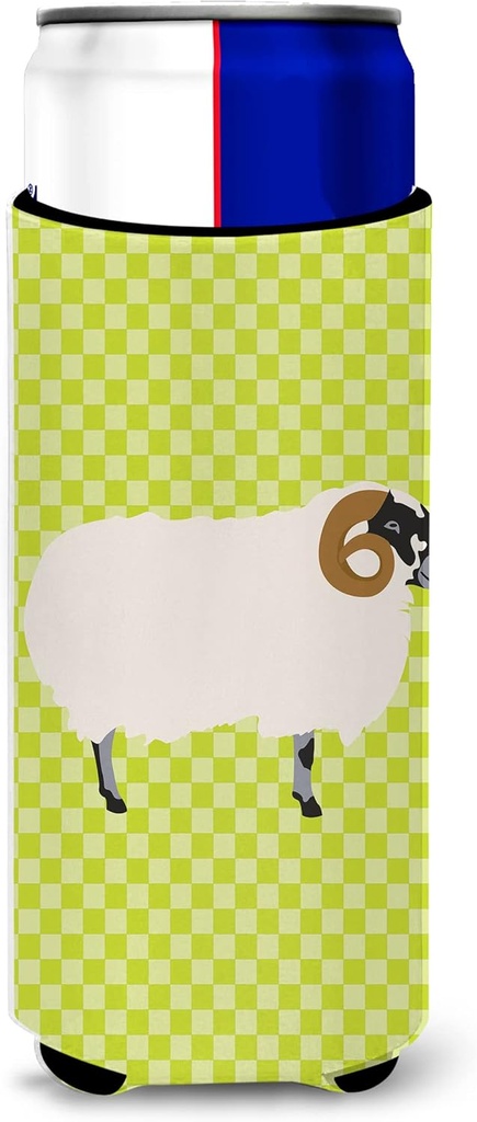 Caroline's Treasures BB7799MUK Scottish Blackface Sheep Green Michelob Ultra Hugger for slim cans, Slim Can, Multicolor