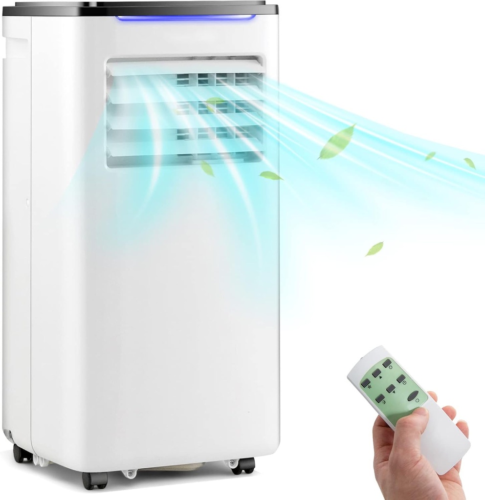 HOMGX 8000 BTU Portable Air Conditioner, 3-in-1 AC Unit with Dry Mode & Quiet Sleep, Remote Control & 24H Timer, Freestanding Cool Fan Dehumidifier for Home Office up to 250 Sq.Ft. (8000BTU)