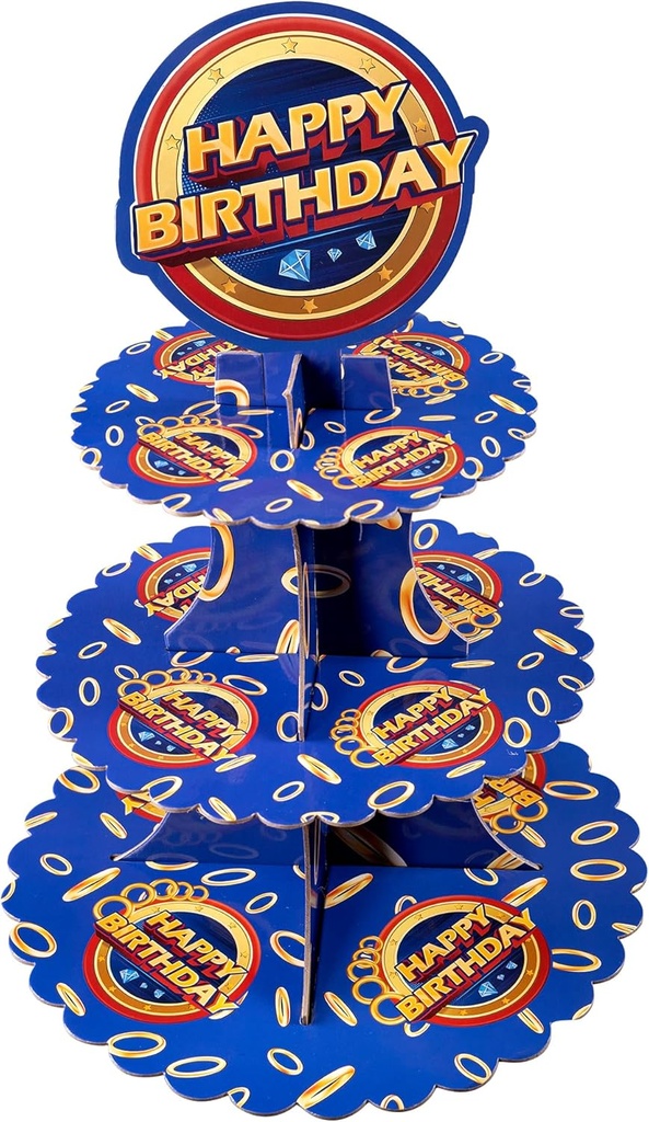 3-Layer Cupcake Stand Set,Anime Birthday Party Supplies,Premium Cupcake Holder,Creative Tiered Serving Tray,Cupcake Tower Display Plate Ideal for Wedding Birthday Party Baby Shower Celebration（2pcs）