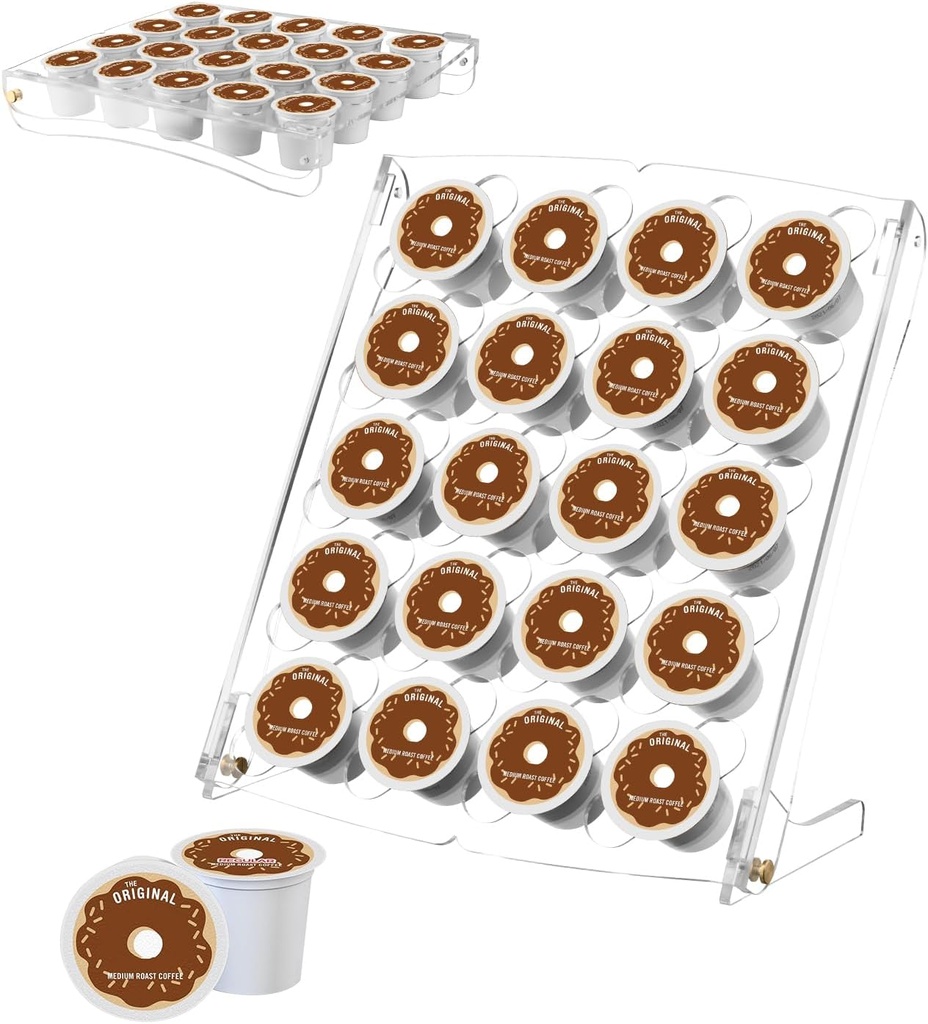 Beautyflier Coffee Pods Holder Compatible with K-Cup Pods, Coffee Pods Display Rack, K Cups Organizer for Countertop, Coffee Pods Organizer Stand, Coffee Bar Accessories, Holder Only (Clear)