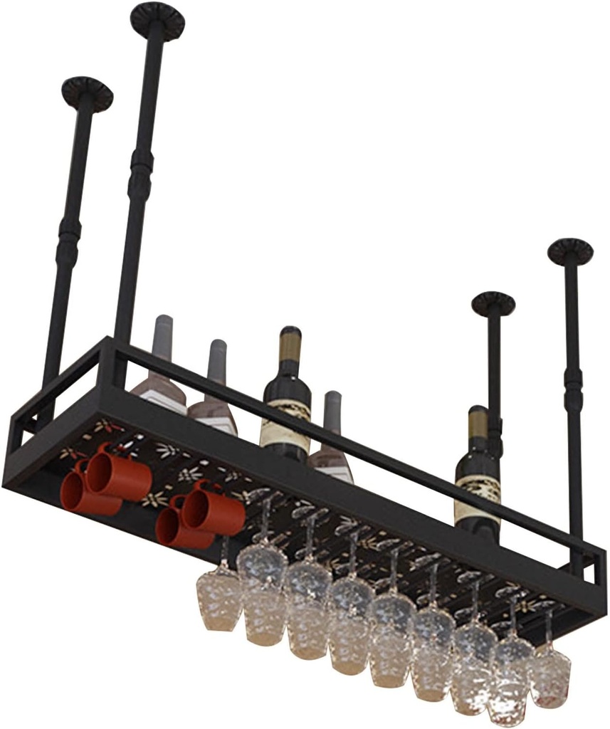 Wall Mounted Wine Rack, Wine Champagne Holder Goblet Stemware Wine Storage Display Shelf for Bar Wine Cellar Kitche, Glass Cup Organizer - Black (Size : 120x35x7cm)