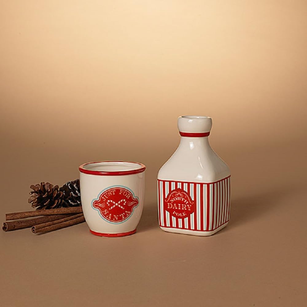 S/2 Ceramic Milk Jar & Cup, Lg