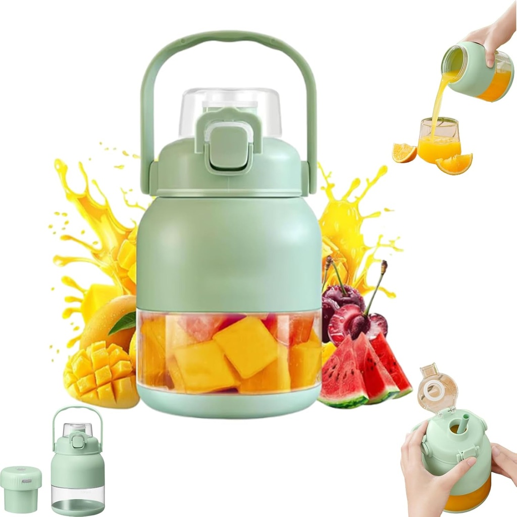 Gemet Bpa-Free Electric Citrus Juicer, 17 Oz Portable Blender, Wireless Rechargeable Blending Cup, Straw, Two Lids, For Smoothies, Shakes, Food Prep & Frozen Blending (10 blades 800ml)