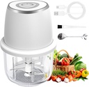 Electric Garlic Chopper, Mini Food Processor & Vegetable Chopper, 350ml Portable Cordless USB Rechargeable Garlic Chopper, Powerful Chopper for Onion, Herb, Nut, Easy to Clean Glass Container（White）