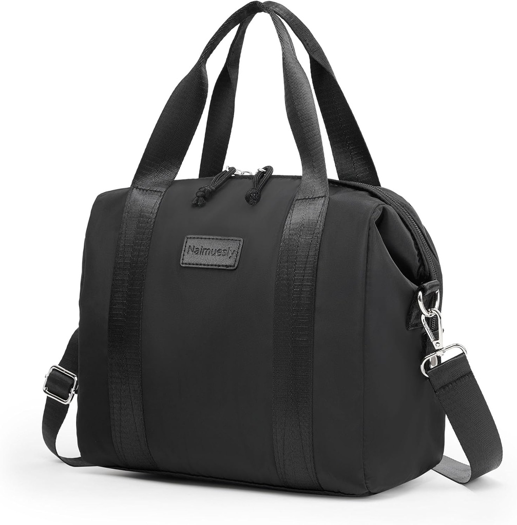 Lunch Bag Women Insulated Cute Lunch bags,Reusable Large Capacity Lunch Box, Leakproof Cooler Bag with Adjustable Shoulder Strap for Men Adult Work Office Picnic Travel Black