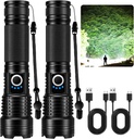 Rechargeable Flashlights 90000 High Lumens - 2 Pack, Super Bright LED Flashlight Rechargeable with 5 Light Modes, High Powered & IPX7 Waterproof Flash Light for Camping, Home