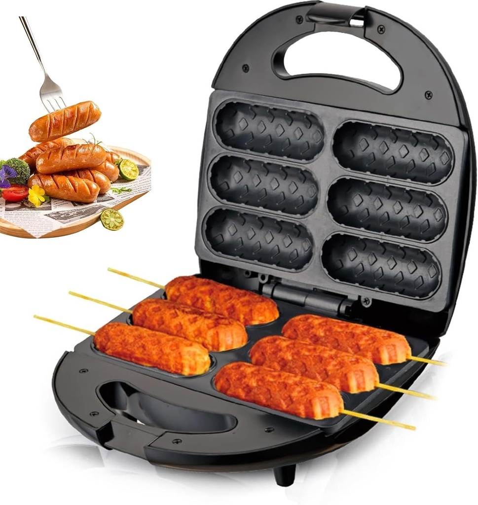 Commercial Hot Dog Machine,Corn Dog Waffle Maker Machine,Non-Stick Bakeware,Double-Sided Heating,Waffle Corn Dog Maker for Beef,Turkey,Chicken,Veggie Sausages