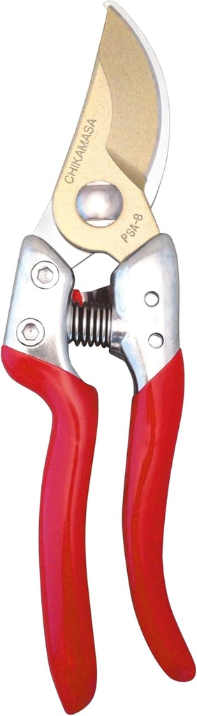 CHIKAMASA PSA-G8 Professional Sharp Pruning Shears with a Die-Cast Aluminum Handle. Fluorine coated blades, Perfect for Tree Trimming, Hand Pruning, Flower Cutting, and All Gardening Needs.