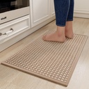 Kitchen Rugs Mat Non Slip Washable, Super Absorbent Kitchen Mats for Floor, Rubber Backing Soft Braided Standing Floor Mats Sink Mat Runner Rug, Easy to Clean and Maintain, Brown 17"x28"