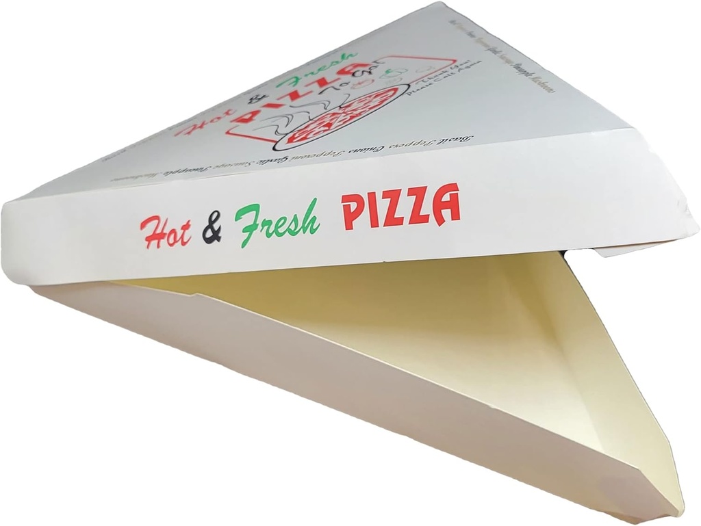 Single Pizza Slice Box with 4 Color Print Hot & Fresh Pizza 9.25 x 9 x 1.68 inch. Case of 400 Counts