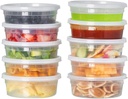 FULING [48pack 8oz Plastic Containers with Lids Deli Disposable Food Storage Takeout Containers Airtight BPA-Free Leakproof Round Bowls for Soup Salad Restaurant Supplies with Clear Lids