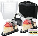 100 Pcs Cake Slice Containers with Lids Plastic Disposable Individual Pie Slice Containers Clear Cheesecake Containers Triangle Cake Slice Boxes for Pie Slice Cheesecake Dessert - To Go, with Stickers