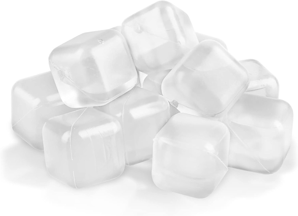 60 Pack Reusable Ice Cubes - Non Melting, Refreezable Plastic Ice Cubes for Drinks | Keep Whiskey, Wine, Cocktails, Coffee Cold Without Watering Down | BPA Free (Transparent)