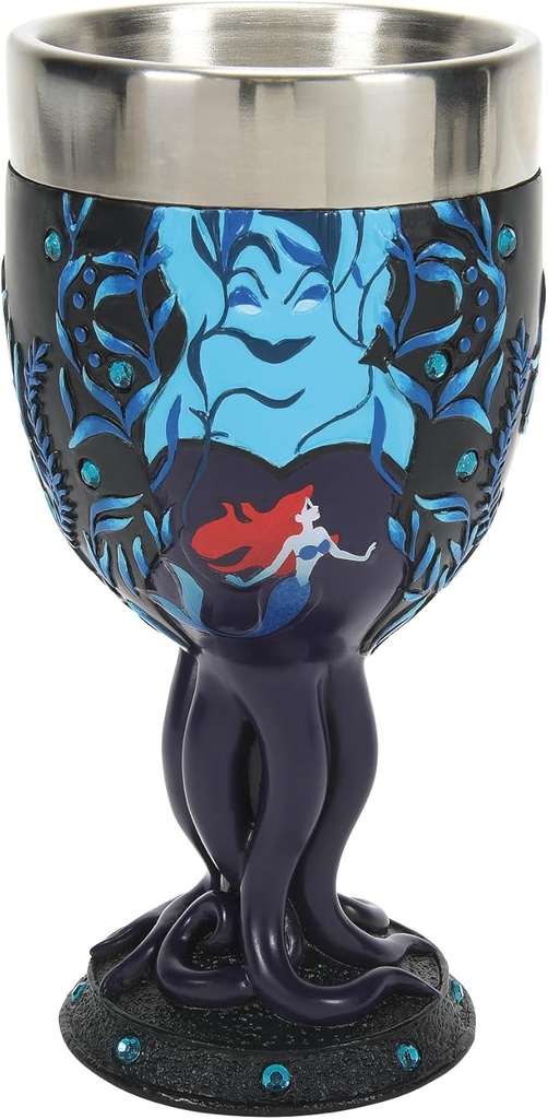 Enesco Disney Showcase The Little Mermaid Ariel and Ursula Decorative Chalice Goblet, 7.09 Inch, Multicolor