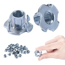 Bolt Dropper 3/8"-16 T-Nuts - 100 Pack Zinc-Plated Steel Tee Nuts with 7/16-Inch Barrel Length - Rust-Resistant Threaded Inserts for Wood Projects, Rock Climbing Holds and Cabinetry Applications