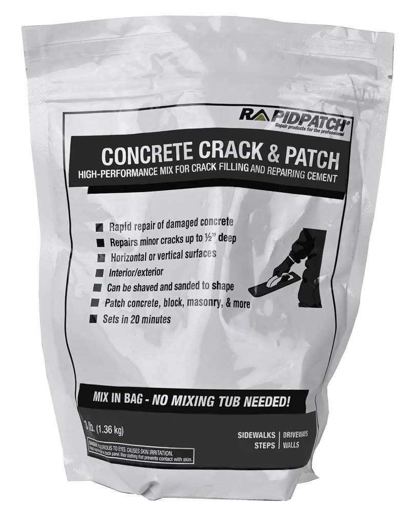Concrete Crack & Patch - Repair Concrete, Block, & Masonry in Gray (3 Pounds)
