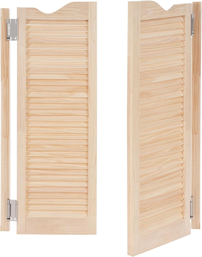 Partition Doors, Double Half Door for Hallway, Entrance Partition Doors with Hinges, 180-Degree Opening and Closing Without Rebound, for Balcony Kitchen Stairs, 31.89 * 42.13in, Wood Color