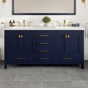 Eviva Aberdeen 72 in. Blue Double Sink Bath Vanity with Carrara Quartz Top and Undermount Porcelain Sinks