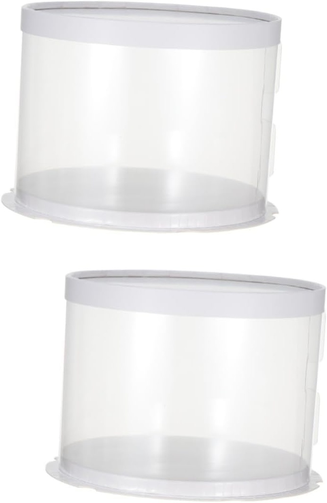 2pcs Box Dessert Box Window 6 Inch Round Plastic Cake Packaging for Shop Bakery Home Party