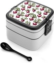Beetroot Beets with Leaves Portable Bento Box with Handle 2 Compartment Leak-Proof Stackable Lunch Box for Work Picnic Camping