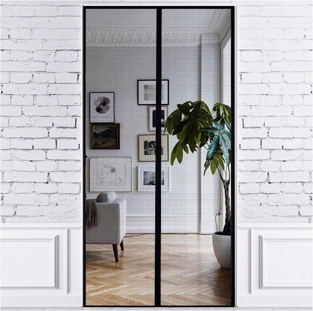 Premium Magnetic Fiberglass MESH Screen Door by Just Relax, Magnetic Seal to Keep Unwanted Out, Fresh Air in, Great for All Doors, Patios, Easy Install Screen 36x83 Inch, FITS Doors 34x82 Inch, Black