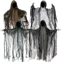 JOYIN 4 Pack 19'' Halloween Hanging Ghost Decoration Outdoor, Faceless Grim Reaper Set with Posable Arms in Dark Horror Robe for Halloween Tree, Yard, Patio, Haunted House, Party Decorations