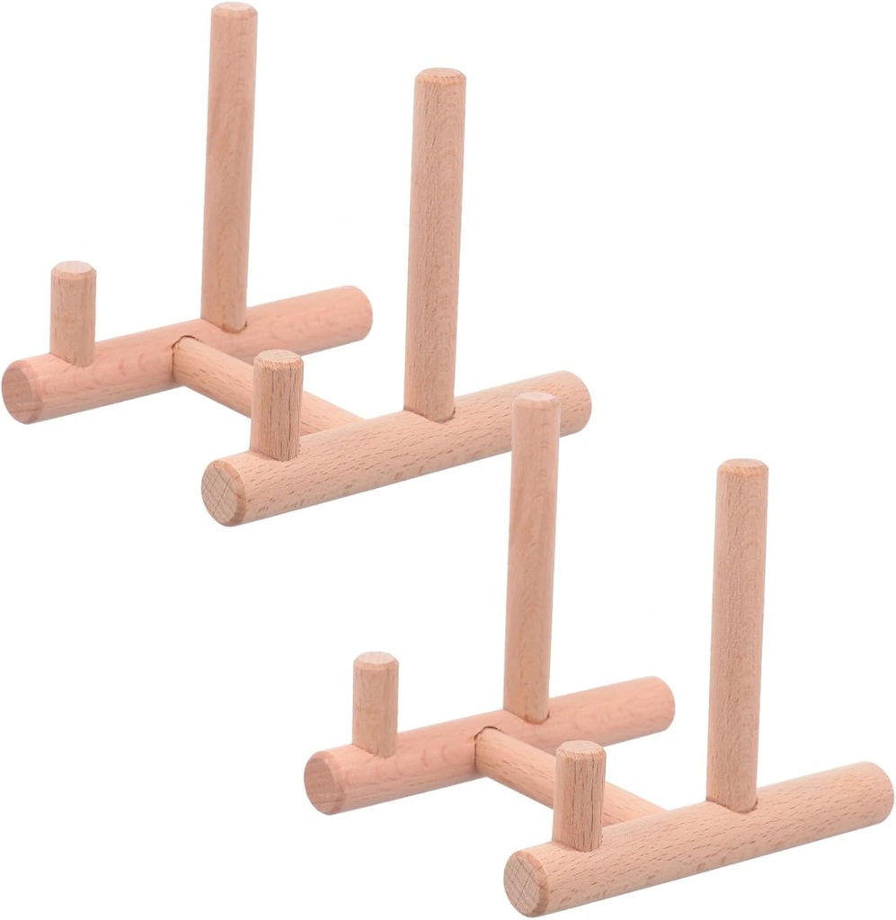 LIFKOME 2pcs Bracket Kitchen Rack Holder Cake Display Stand Shelves Plate Dish Storage Rack Beech Desktop Shelf Racks Multi-functional Display Stand Dish Display Stands Dish Rack Wood